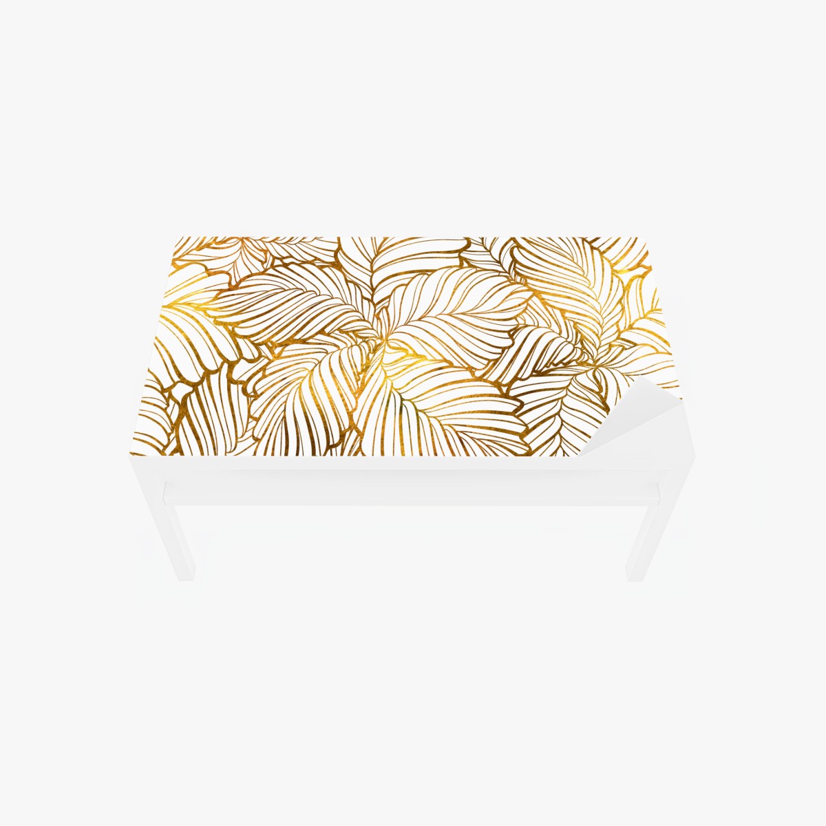 Table & desk veneer golden leaf line art pattern • Wallissimo® Table & desk veneer golden leaf line art pattern • Wallissimo®