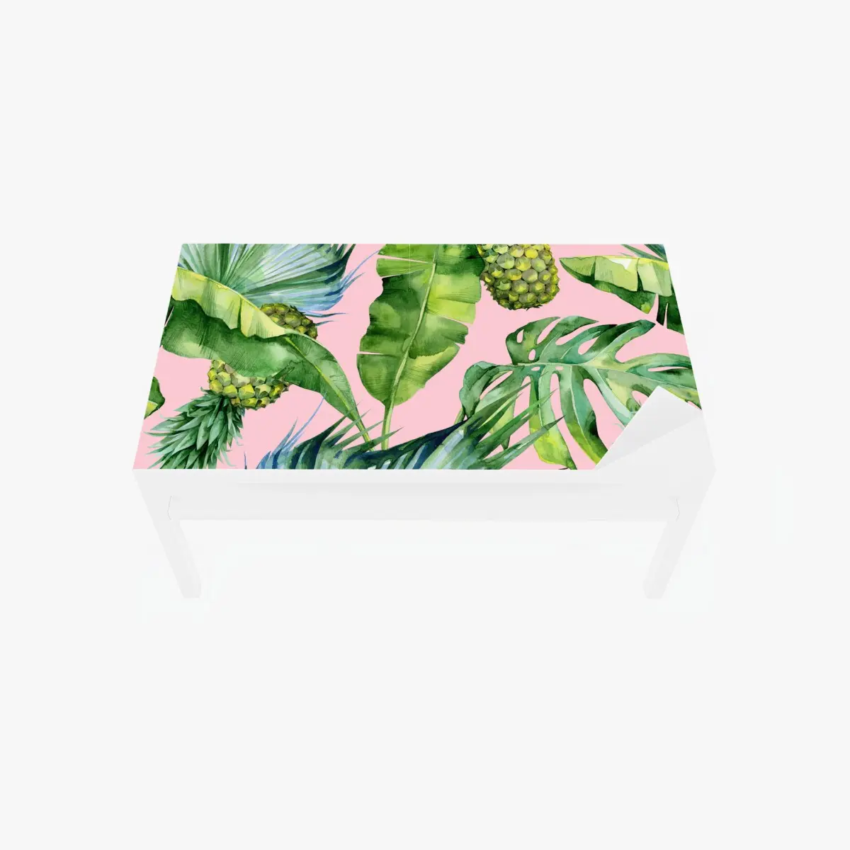 Table & desk veneer tropical pineapple watercolor pattern on pink ⁕ Wallissimo® Table & desk veneer tropical pineapple watercolor pattern on pink ⁕ Wallissimo®