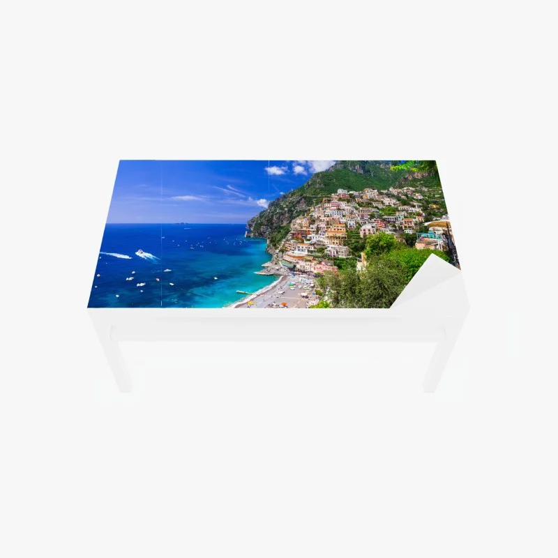Table & desk veneer sunny panorama of Positano on the Amalfi Coast