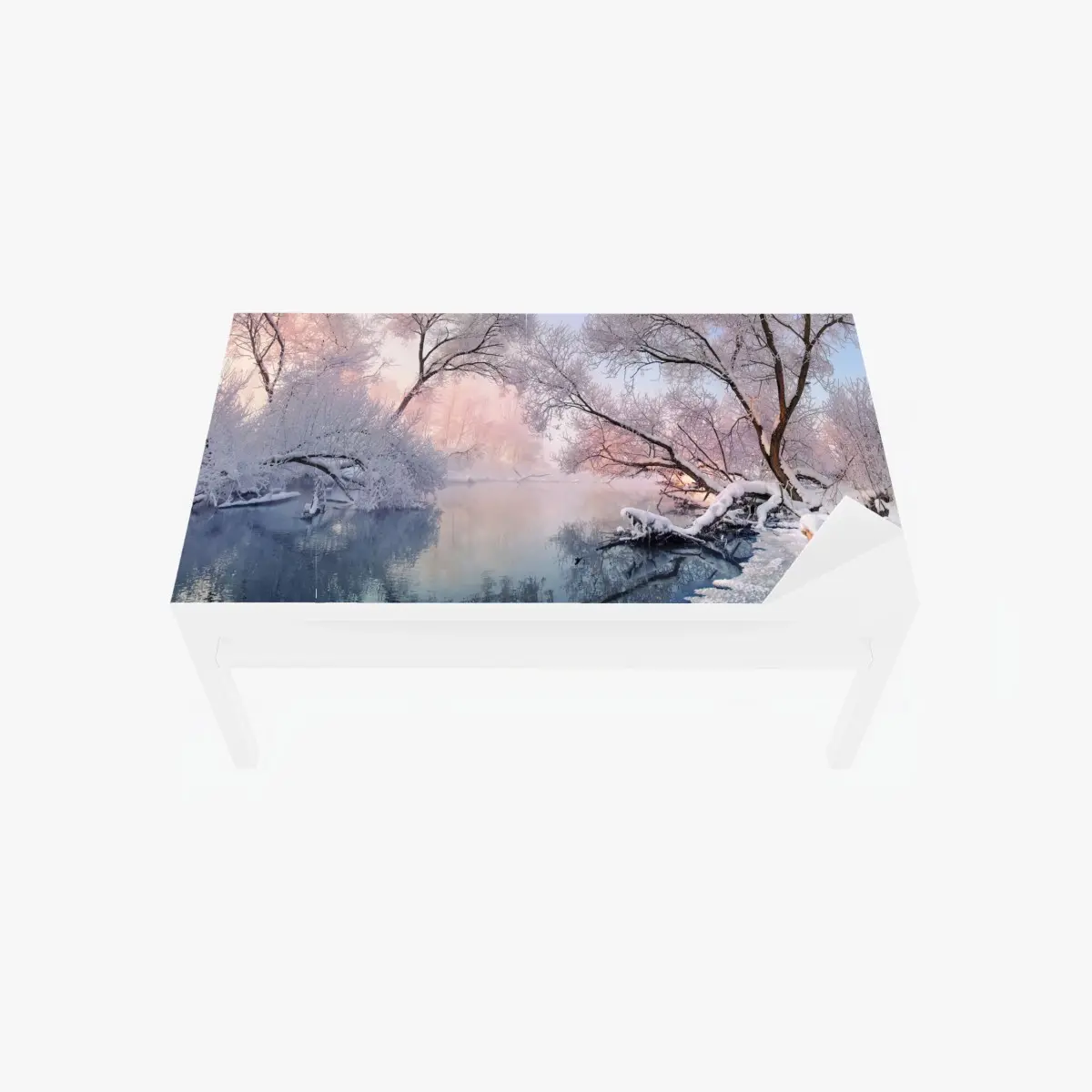 Table & desk veneer serene winter river landscape • Wallissimo® Table & desk veneer serene winter river landscape • Wallissimo®