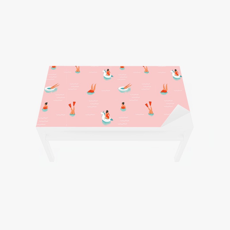 Table & desk veneer playful pastel pool pattern
