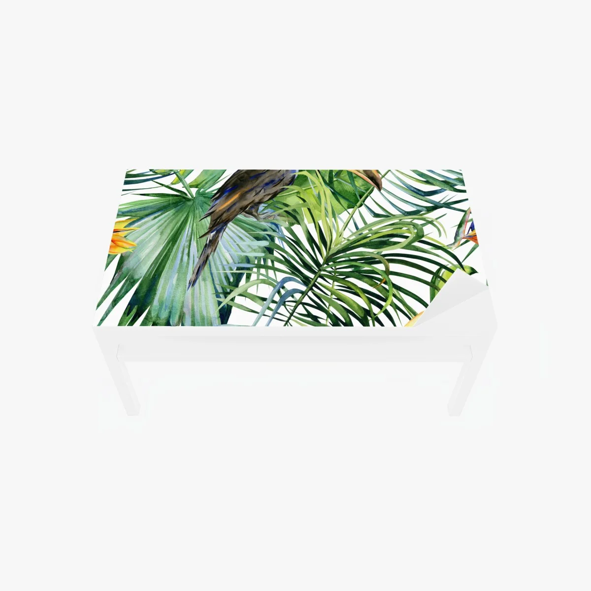 Table & desk veneer watercolor tropical toucan pattern ⁕ Wallissimo® Table & desk veneer watercolor tropical toucan pattern ⁕ Wallissimo®