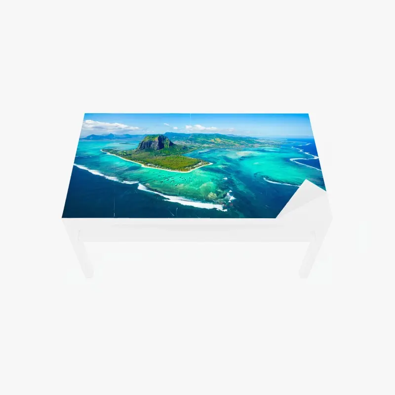 Table & desk veneer Le Morne turquoise lagoon panorama