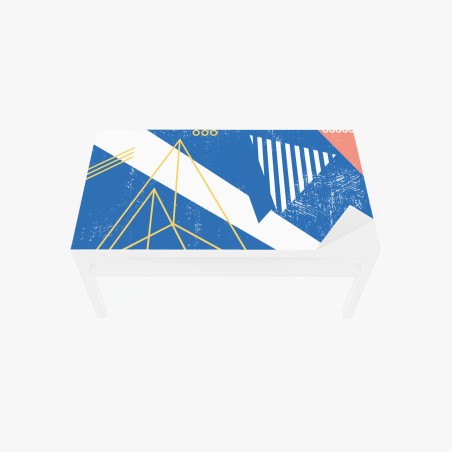 Table & desk veneer blue geometric abstract composition • Wallissimo®