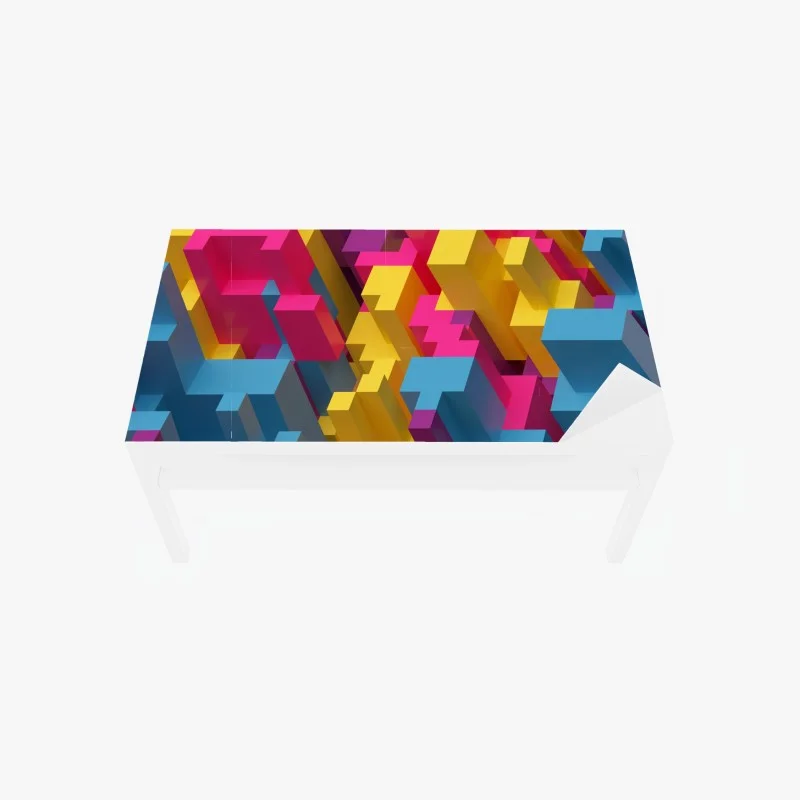 Table & desk veneer vibrant 3d voxel pattern