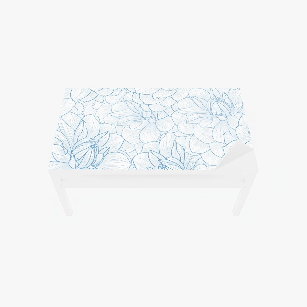 Table & desk veneer delicate blue floral pattern • Wallissimo® Table & desk veneer delicate blue floral pattern • Wallissimo®