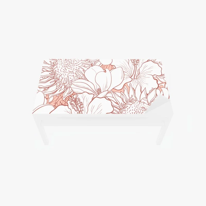 Table & desk veneer delicate coral floral pattern