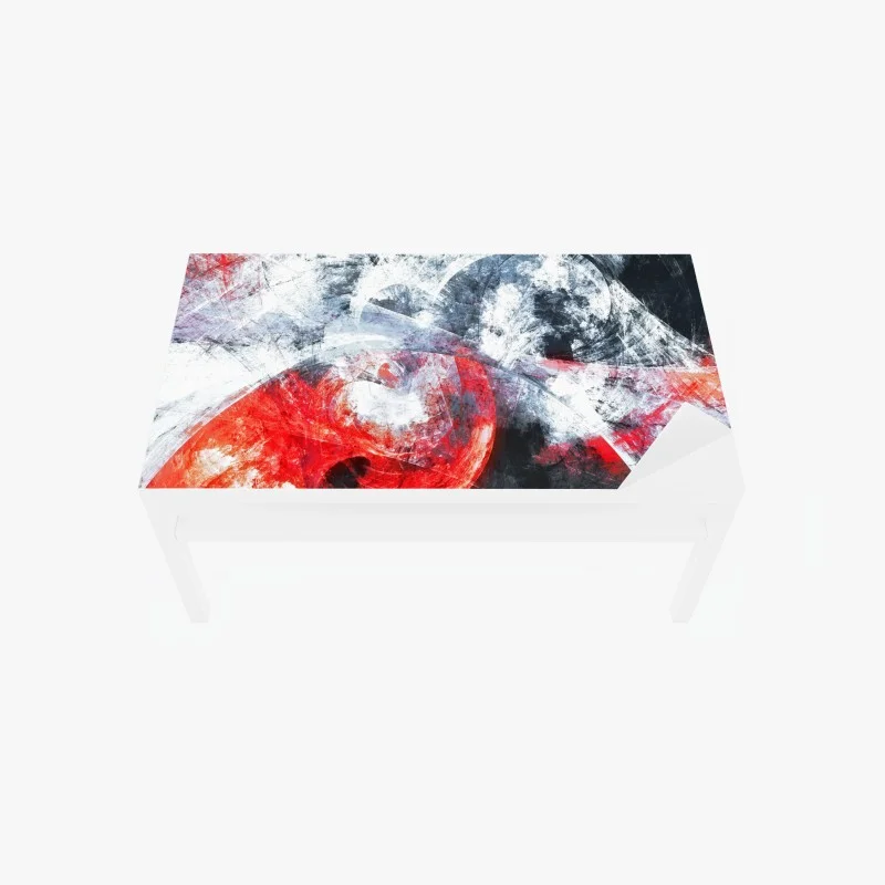 Table & desk veneer dynamic red and white abstract motion