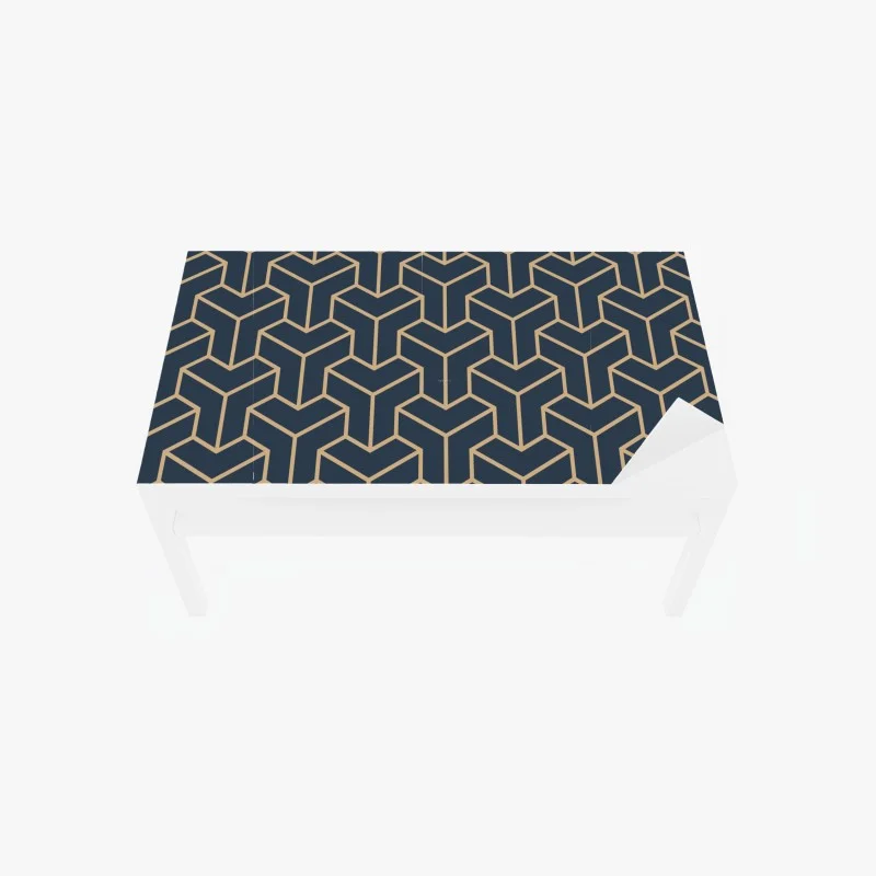 Table & desk veneer navy geometric cube pattern