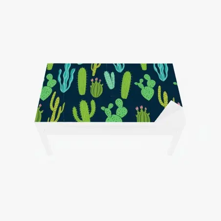Table & desk veneer green cactus and succulent pattern • Wallissimo®