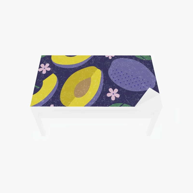 Table & desk veneer playful plum and leaf pattern