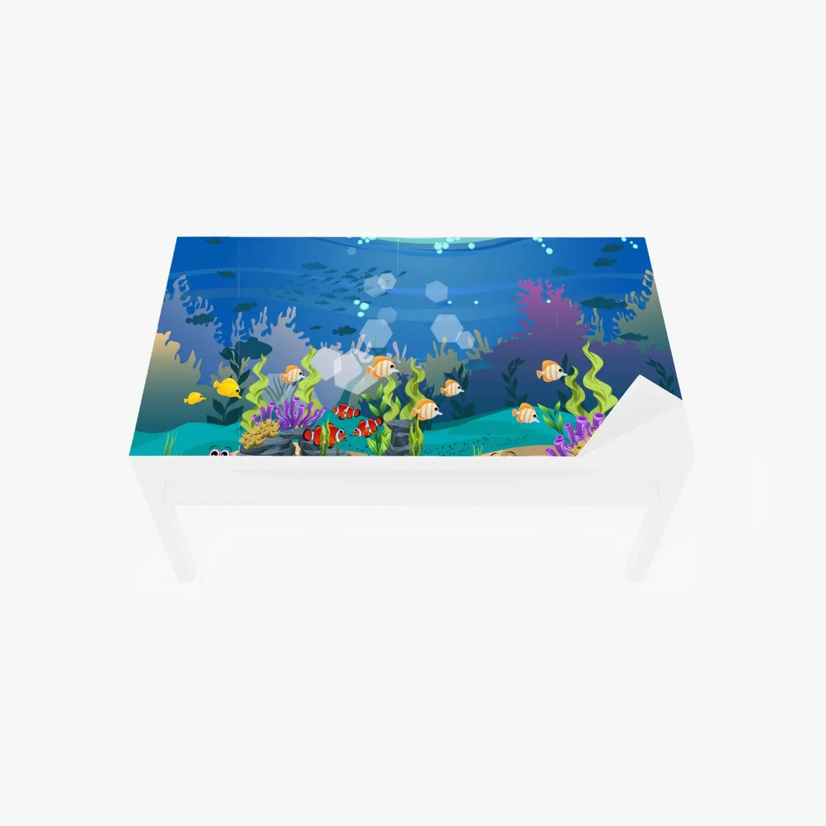 Table & desk veneer playful underwater coral reef scene • Wallissimo® Table & desk veneer playful underwater coral reef scene • Wallissimo®