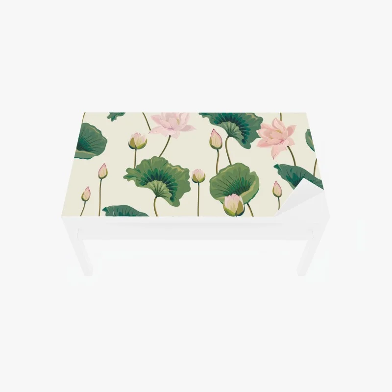 Table & desk veneer serene lotus botanical pattern