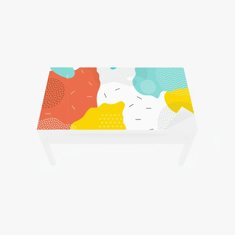 Table & desk veneer playful abstract shapes in vibrant colors