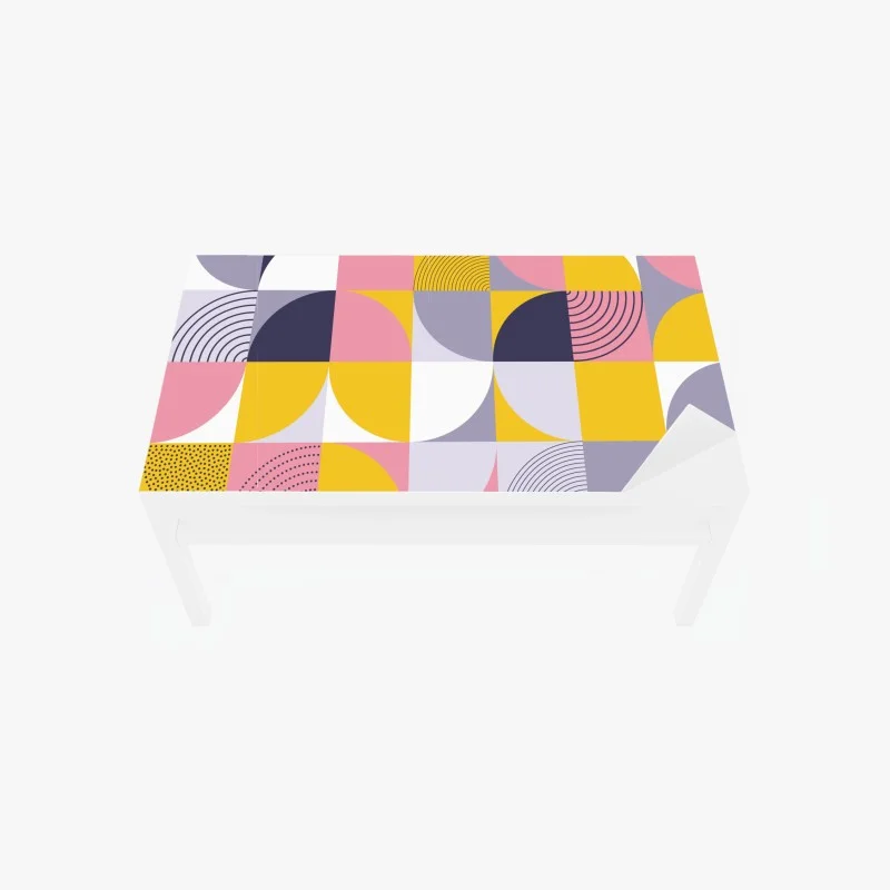 Table & desk veneer playful geometric pastel pattern