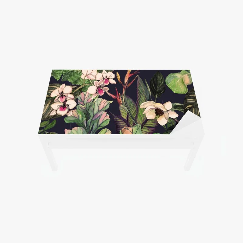 Table & desk veneer tropical watercolor botanical pattern