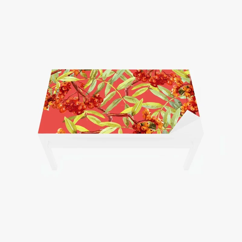 Table & desk veneer watercolor rowan berries pattern
