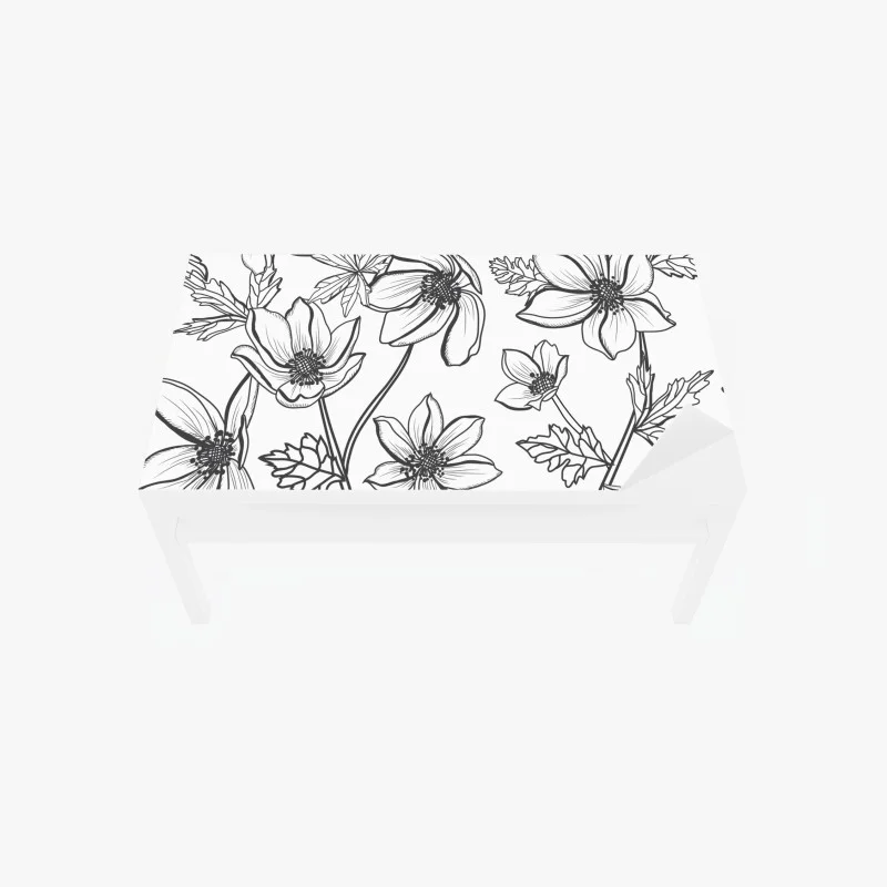 Table & desk veneer botanical line art floral pattern