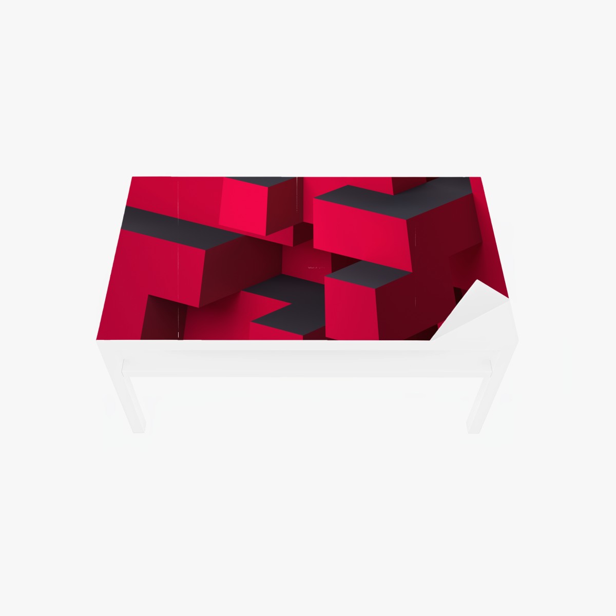 Table & desk veneer bold red geometric blocks • Wallissimo® Table & desk veneer bold red geometric blocks • Wallissimo®