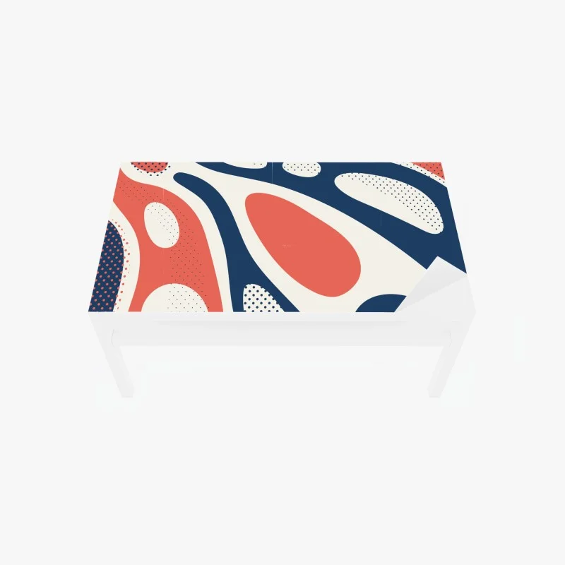 Table & desk veneer retro coral and navy abstract pattern