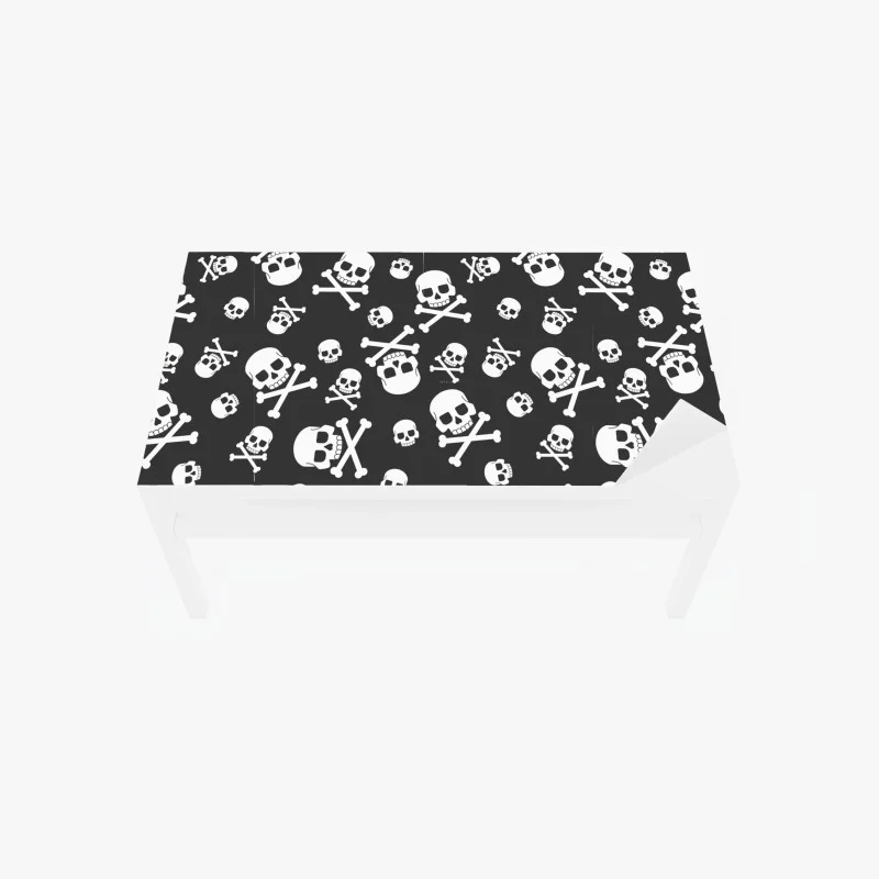 Table & desk veneer white skull pattern on gray background