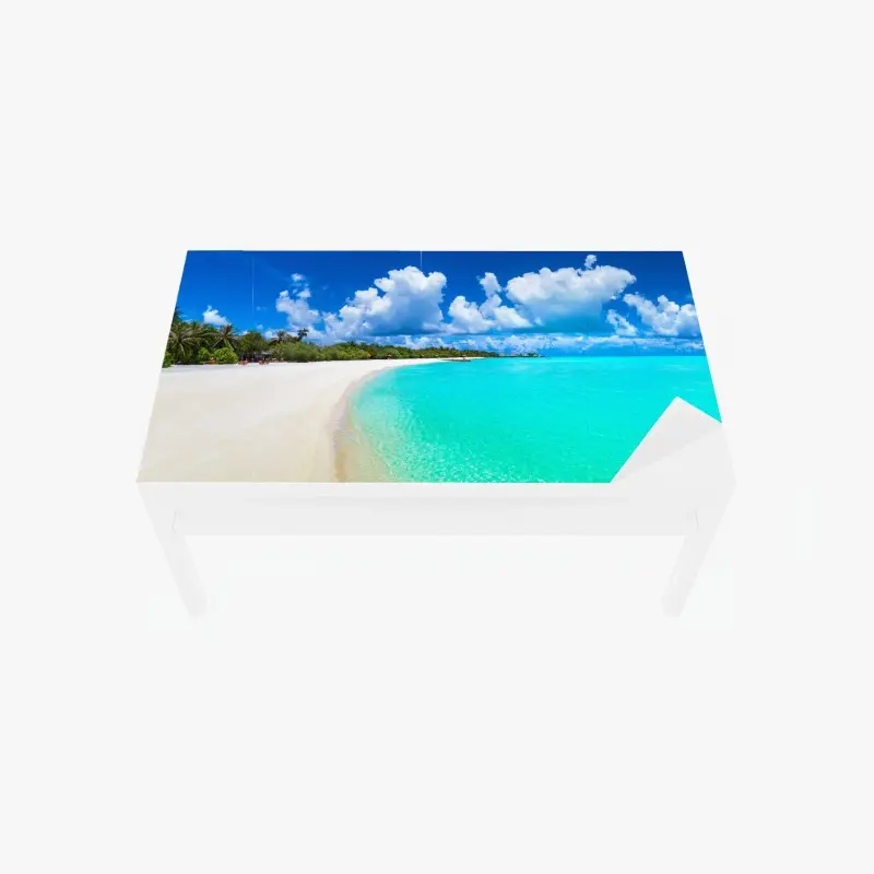 Table & desk veneer turquoise wave abstract composition • Wallissimo®