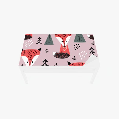 Table & desk veneer playful fox forest pattern • Wallissimo®