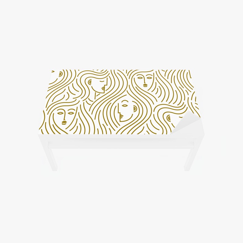 Table & desk veneer golden flowing faces seamless pattern