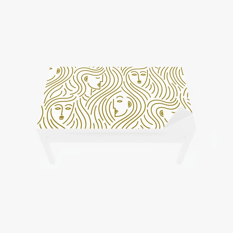 Table & desk veneer golden flowing faces seamless pattern