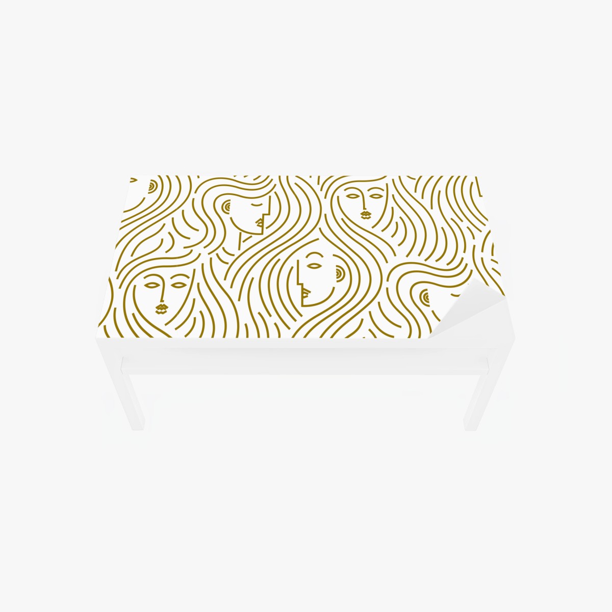 Table & desk veneer golden flowing faces seamless pattern • Wallissimo® Table & desk veneer golden flowing faces seamless pattern • Wallissimo®