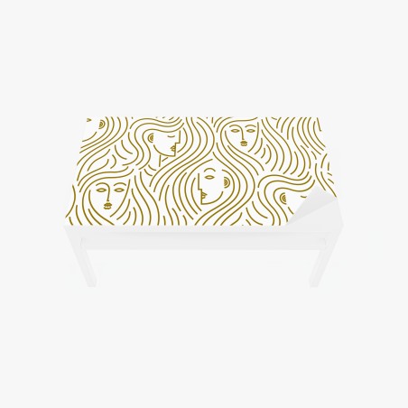 Table & desk veneer golden flowing faces seamless pattern • Wallissimo®