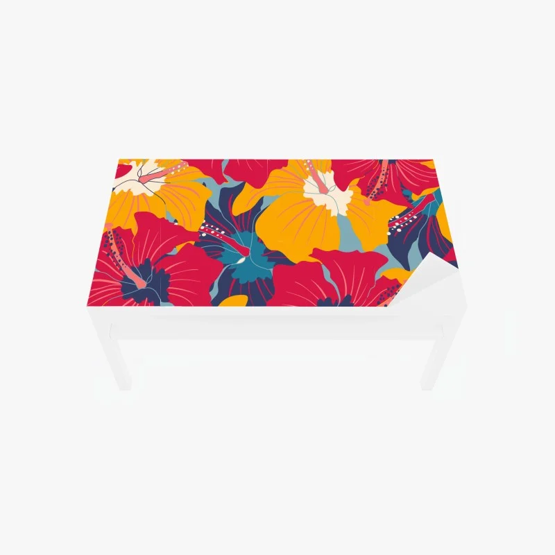 Table & desk veneer vibrant hibiscus floral pattern