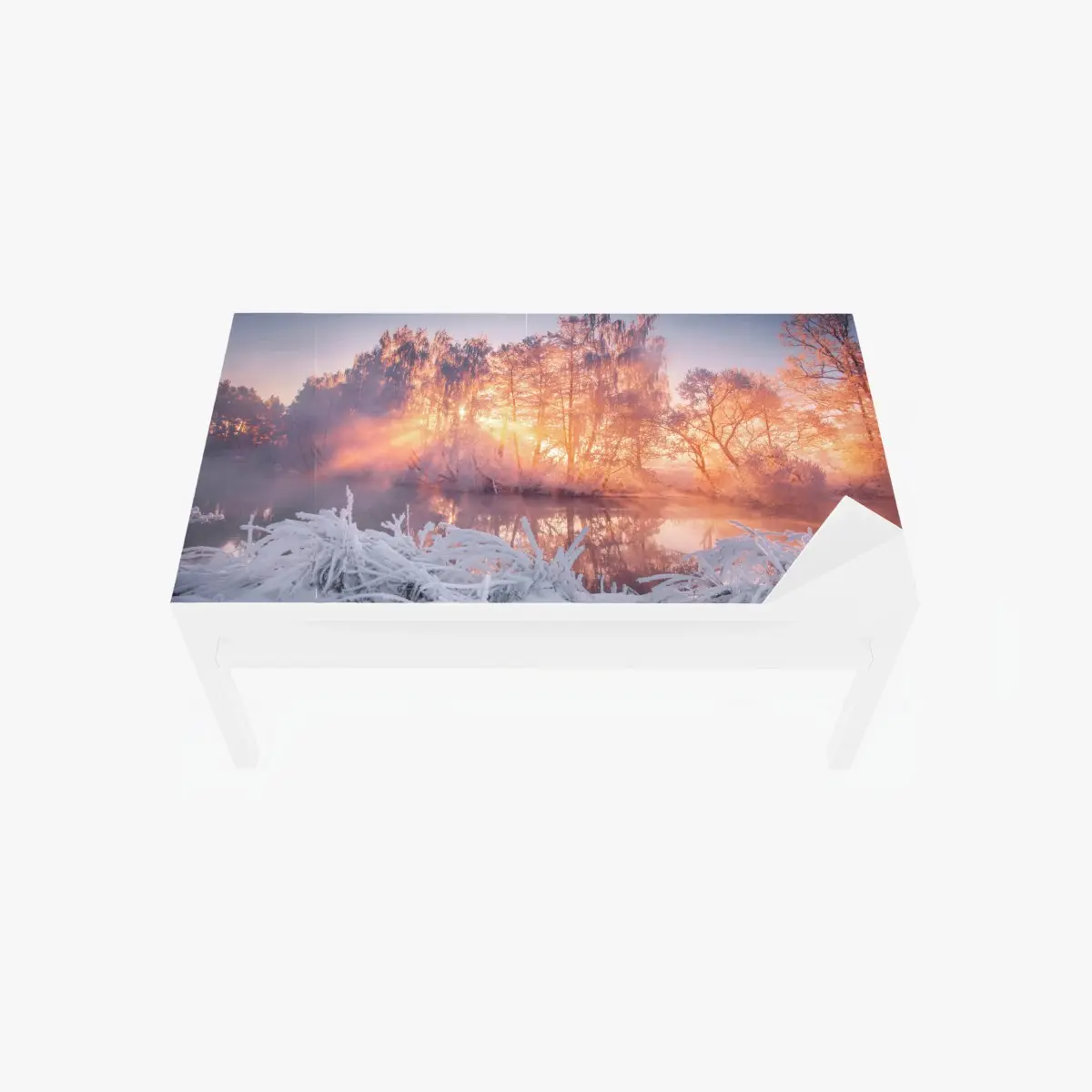 Table & desk veneer winter sunrise over frozen river • Wallissimo® Table & desk veneer winter sunrise over frozen river • Wallissimo®