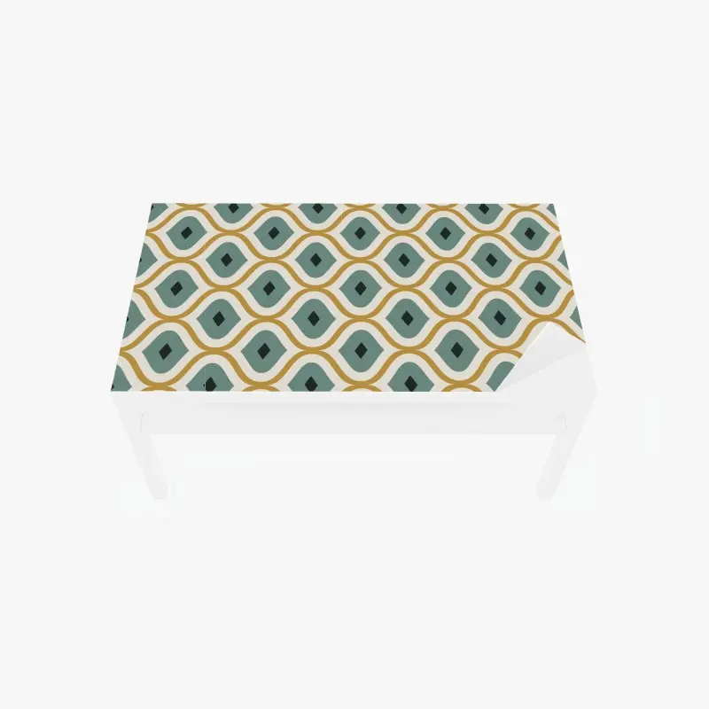 Table & desk veneer teal and gold geometric ornament pattern ⁕ Wallissimo®
