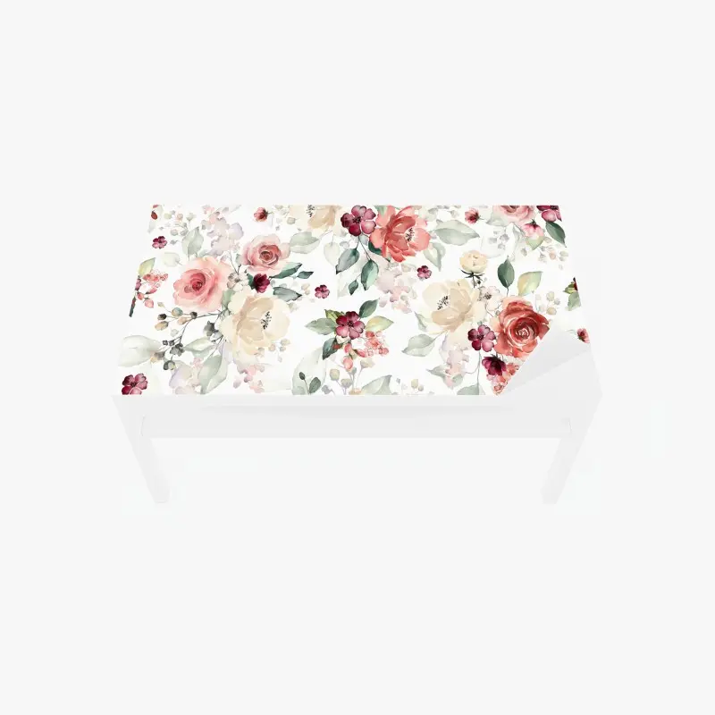 Table & desk veneer delicate watercolor rose floral pattern