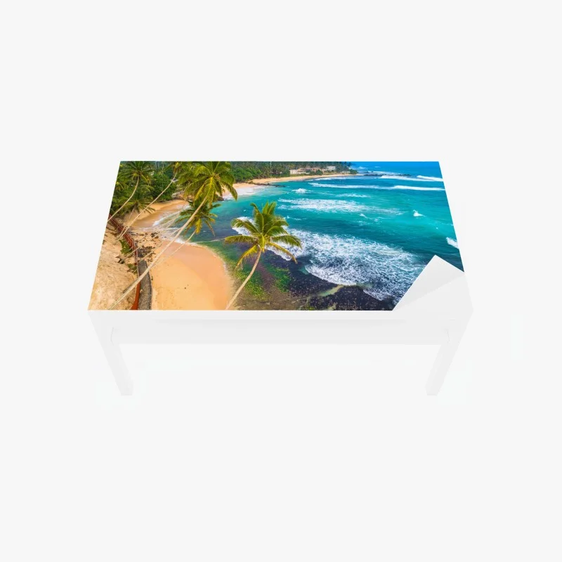 Table & desk veneer turquoise tropical coastline with palm trees