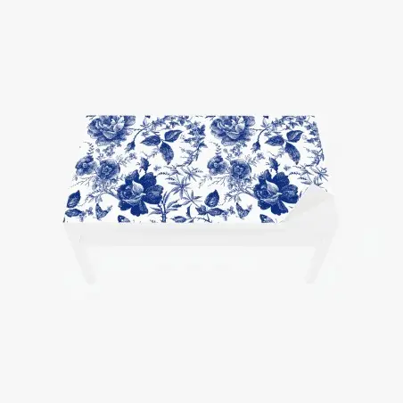Table & desk veneer blue floral toile pattern • Wallissimo®