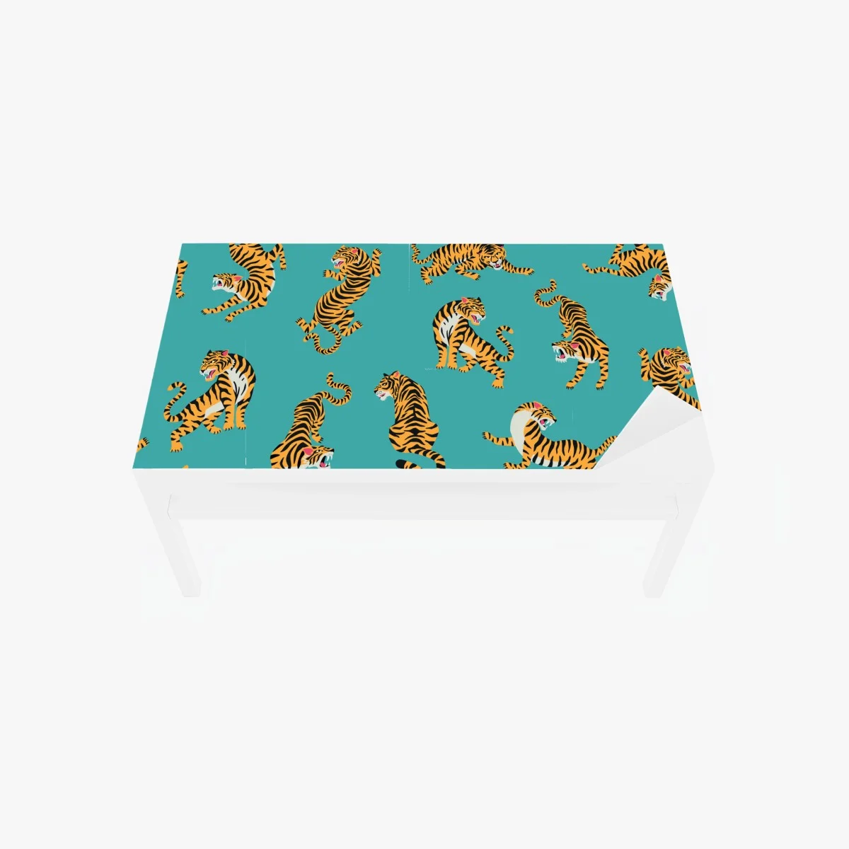 Table & desk veneer stylized tiger pattern on turquoise background ⁕ Wallissimo® Table & desk veneer stylized tiger pattern on turquoise background ⁕ Wallissimo®