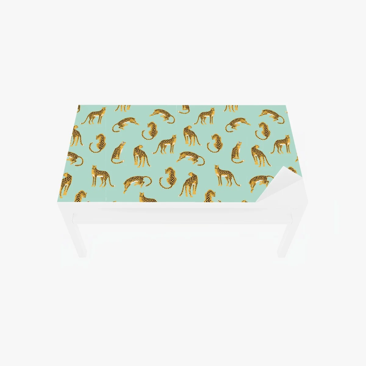 Table & desk veneer playful cheetah pattern on turquoise background ⁕ Wallissimo® Table & desk veneer playful cheetah pattern on turquoise background ⁕ Wallissimo®