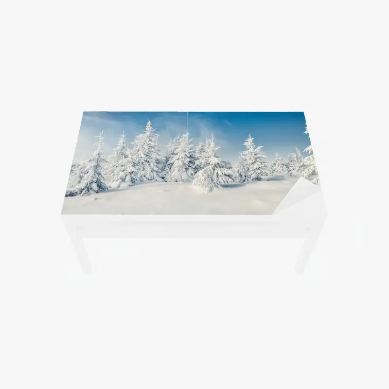 Table & desk veneer snowy winter forest panorama