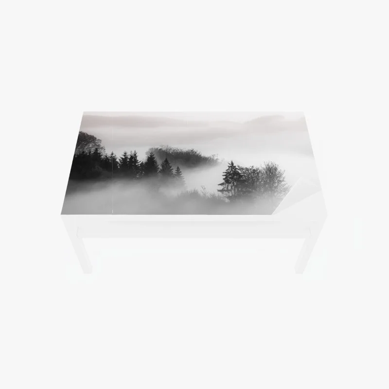 Table & desk veneer misty forest in monochrome
