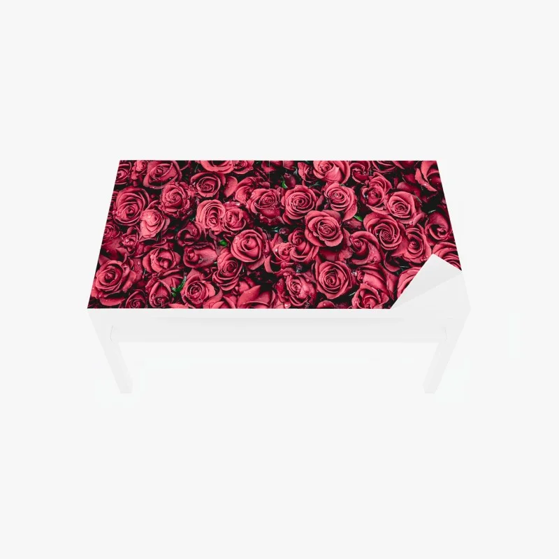Table & desk veneer lush red roses floral wall art