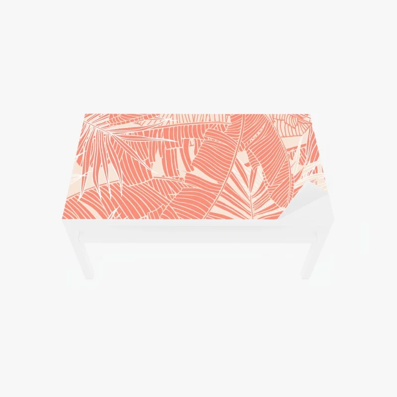 Table & desk veneer coral tropical leaf pattern