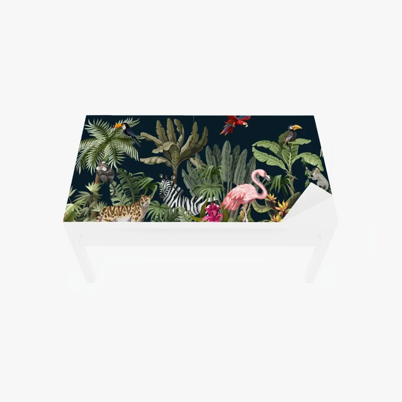Table & desk veneer tropical jungle wildlife illustration