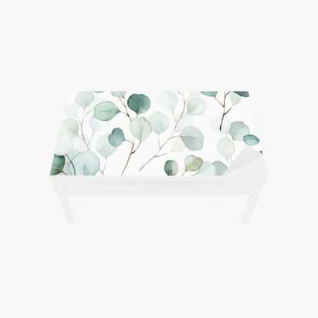 Table & desk veneer soft eucalyptus watercolor leaves pattern • Wallissimo®
