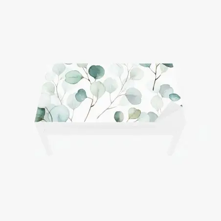 Table & desk veneer soft eucalyptus watercolor leaves pattern • Wallissimo®