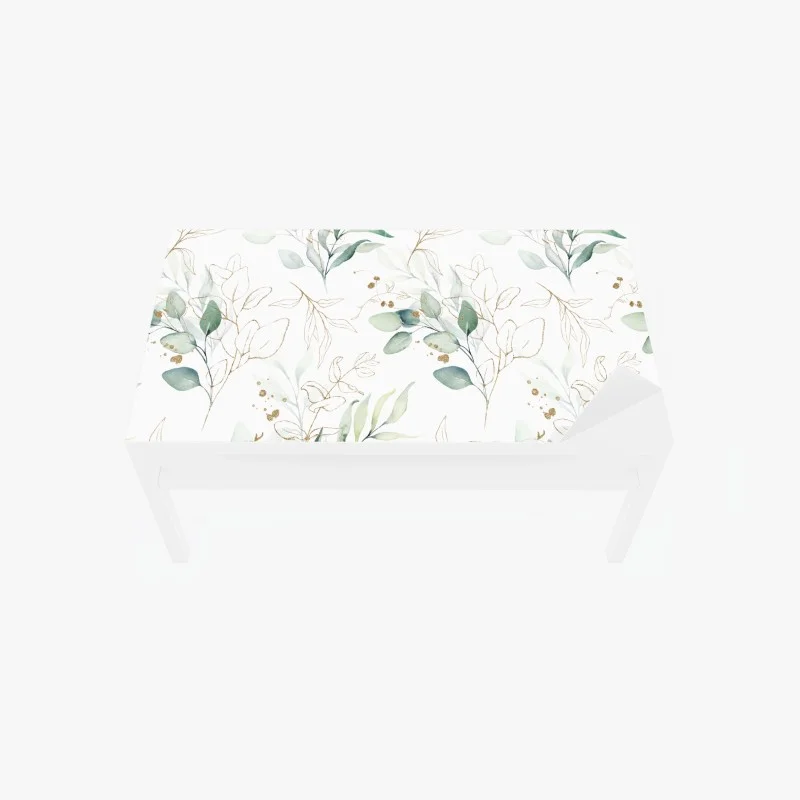 Table & desk veneer soft eucalyptus watercolor leaves pattern