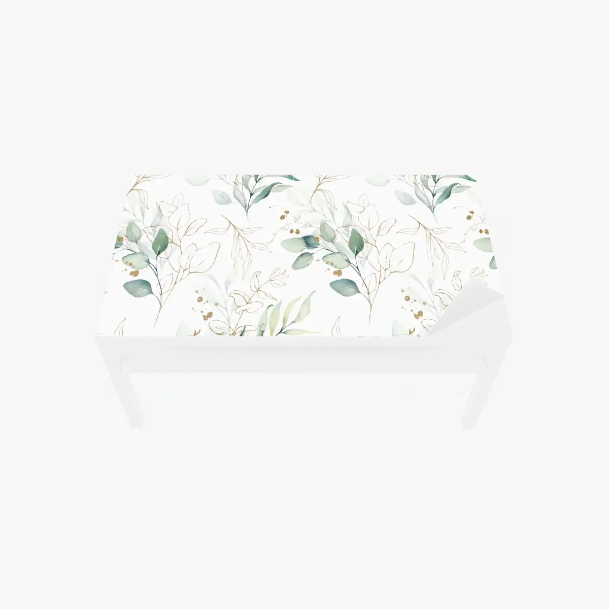 Table & desk veneer soft eucalyptus watercolor leaves pattern • Wallissimo® Table & desk veneer soft eucalyptus watercolor leaves pattern • Wallissimo®