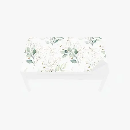 Table & desk veneer soft eucalyptus watercolor leaves pattern • Wallissimo®