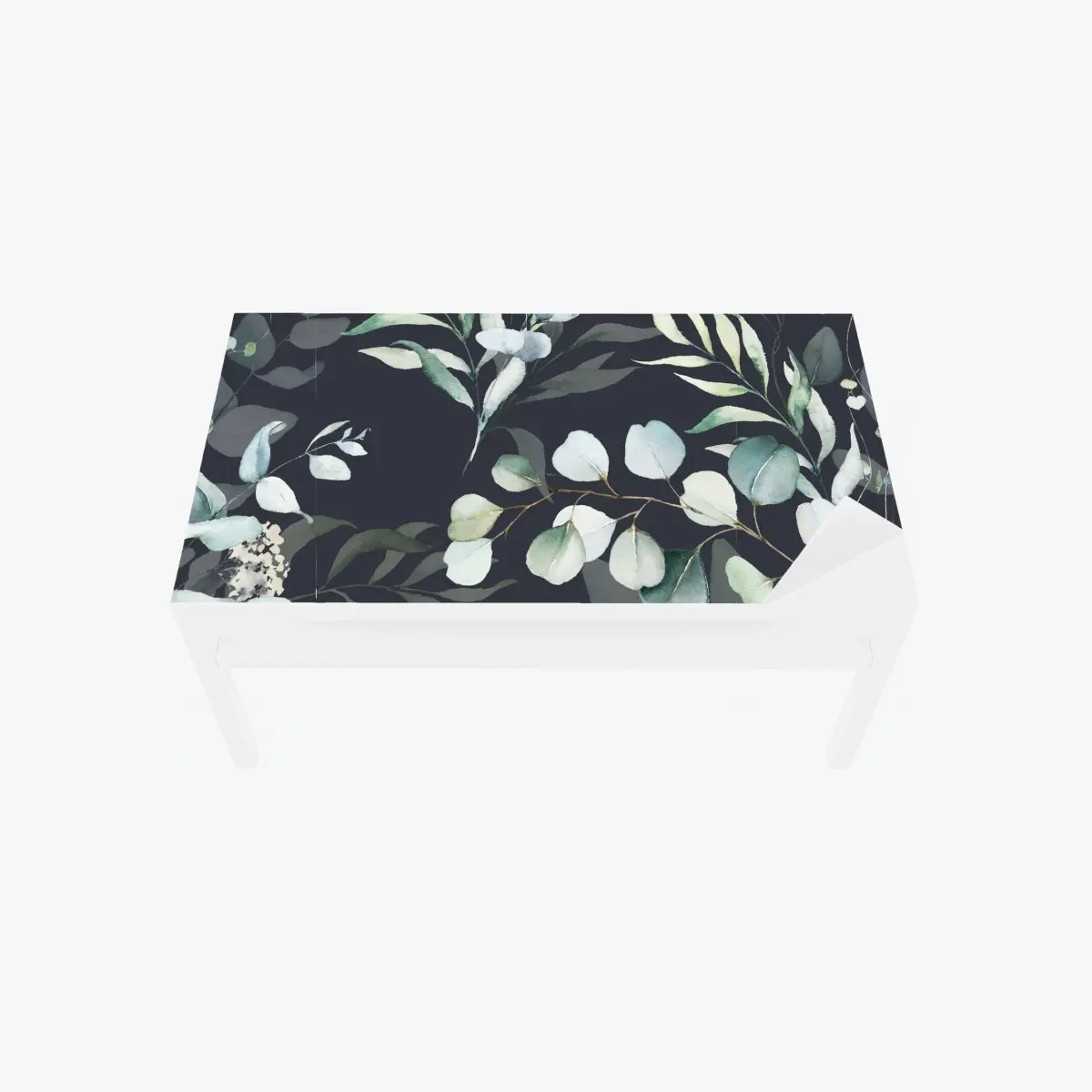 Table & desk veneer eucalyptus watercolor botanical pattern on dark background • Wallissimo® Table & desk veneer eucalyptus watercolor botanical pattern on dark background • Wallissimo®
